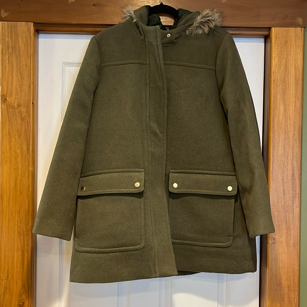 J.Crew green hooded coat